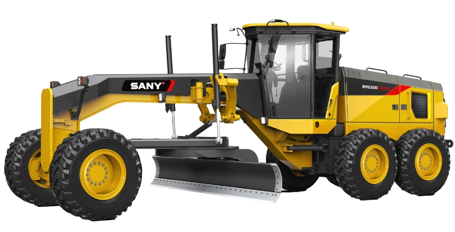 SANY SMG200 motor grader with large front blade, designed for road construction and levelling.