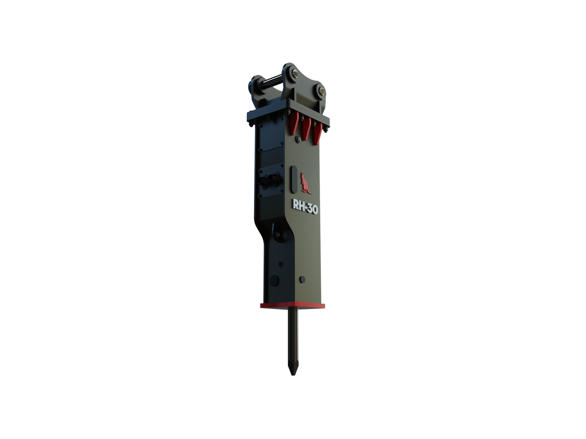 Side view of RH-30 hydraulic breaker, ideal for compact excavators in civil and construction work